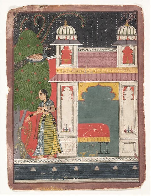A Heroine Plucking a Flower: Page from a Dispersed Nayikabheda