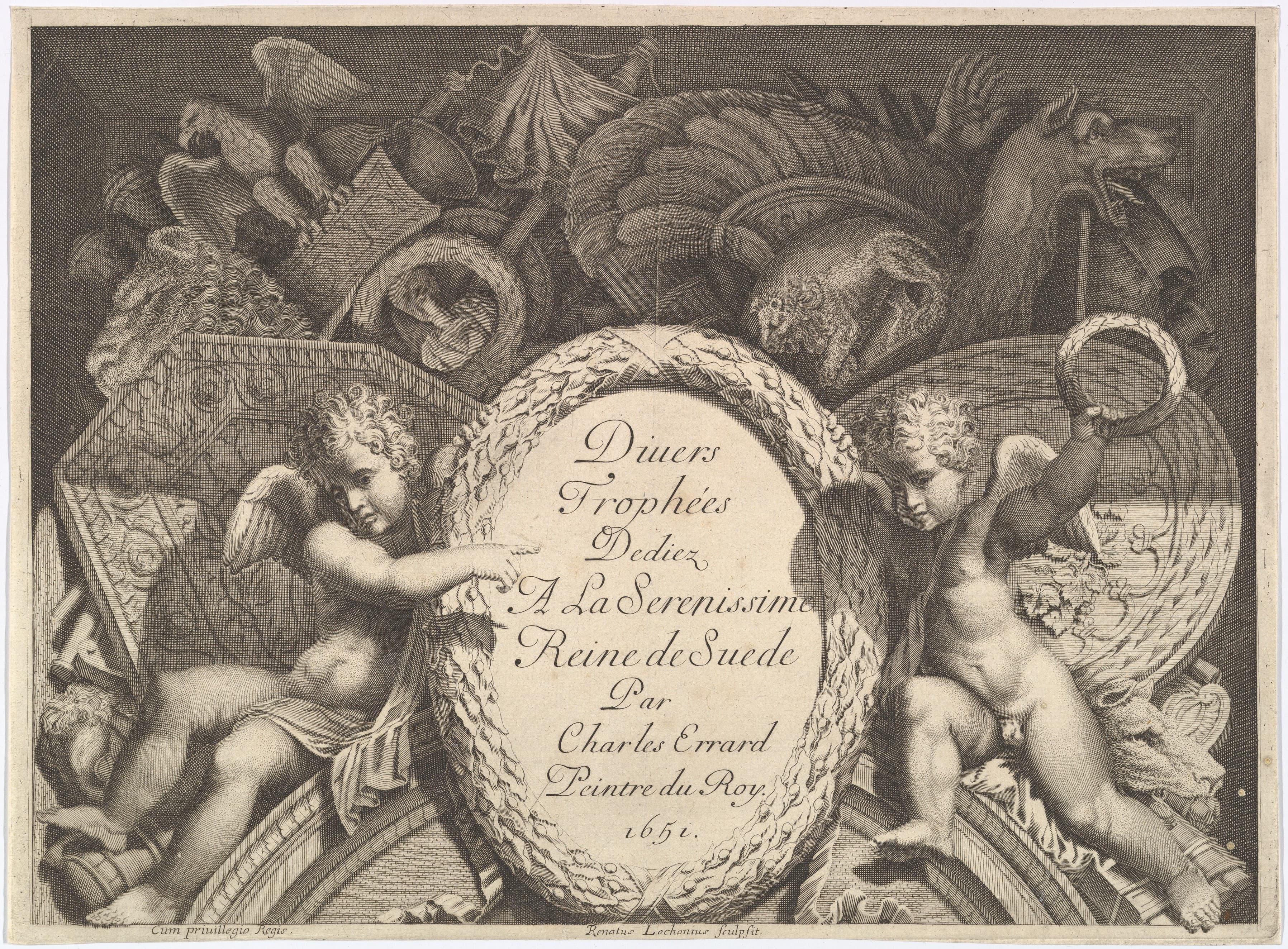 Title page of "Divers Trophées" (Weapon Trophies after the Façade of Palazzo Milesi in Rome)