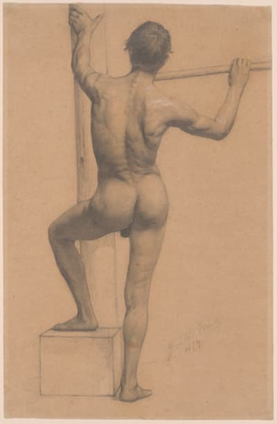 Male Nude with Left Foot on a Pedestal